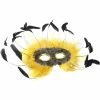 Top Trims Adult Yellow & Black Feather Eye Mask Masks