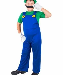 Fun Plus Child Plumber Brothers Green Costume Kids Costumes