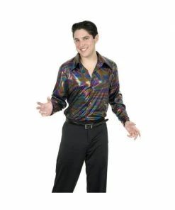 Charades Adult 70's Disco Glitter Shirt