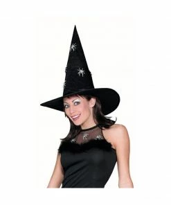 Pony Express Adult Silver Spider Glitter Witch Hat Hats