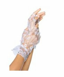 Be Wicked Adult White Fingerless Lace Gloves