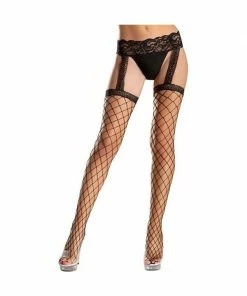 Be Wicked Adult Black Fishnet Garter Belt Thigh Highs Costume Leggings