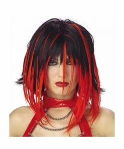 California Costume Co. Adult Black & Red Super Streak Wig