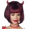 California Costume Co. Adult Shimmer Red & Black Devil Wig With Horns 1 California Costume Co. Adult Shimmer Red & Black Devil Wig With Horns