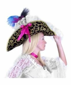 Charades Women's Black Lacey Pirate Hat Hats
