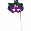 Top Trims Adult Mardi Gras Feather Stick Mask