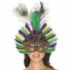 Top Trims Adult Deluxe Mardi Gras Feather Eye Mask Masks