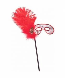 Top Trims Adult Red Feather Stick Eye Mask