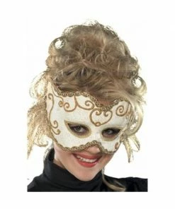 Rubies Masks White Baroque Venetian Eyemask