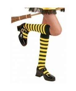 Charades Childs Black & Yellow Knee High Striped Socks