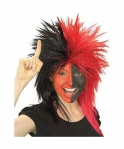 Rubies Wigs Sports Fan Black And Red Wig