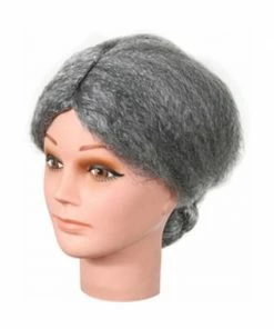 Lacey Wigs Old Lady Grey Bun Wig
