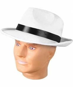 China Products Corp. Adult White Fedora Gangster Hat Hats