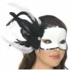 Be Wicked Adult Black And White Feather Carnival Eyemask