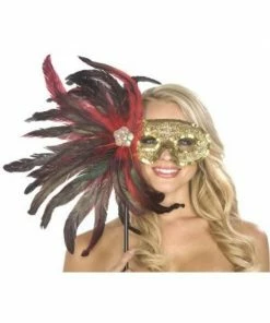 Be Wicked Adult Black And Red Feather Carnival Eyemask