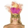 Be Wicked Adult Gold Sequin Carnival Eye Mask With Feathers Masks