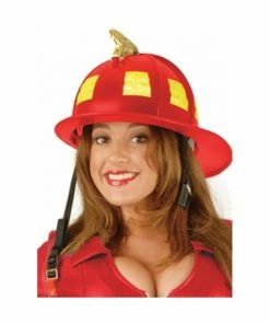 Charades Red Firefighter Costume Helmet
