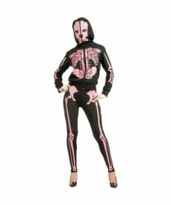 Charades Adult Women's Black & Pink Skeleton Hoodie