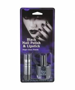 Fun World Costume Make-up Adult Black Nail Polish & Lipstick Kit