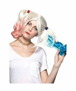 Enigma Wigs Women's Long Blond Harlequin Joker Wig