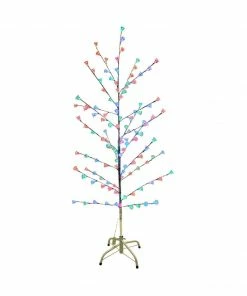 Everbright Trading Inc Silver 58" Retro Artificial Christmas Tree W/ Light Up Bells
